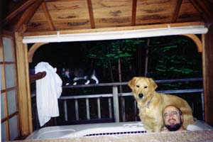 seamus in the hot tub with ken